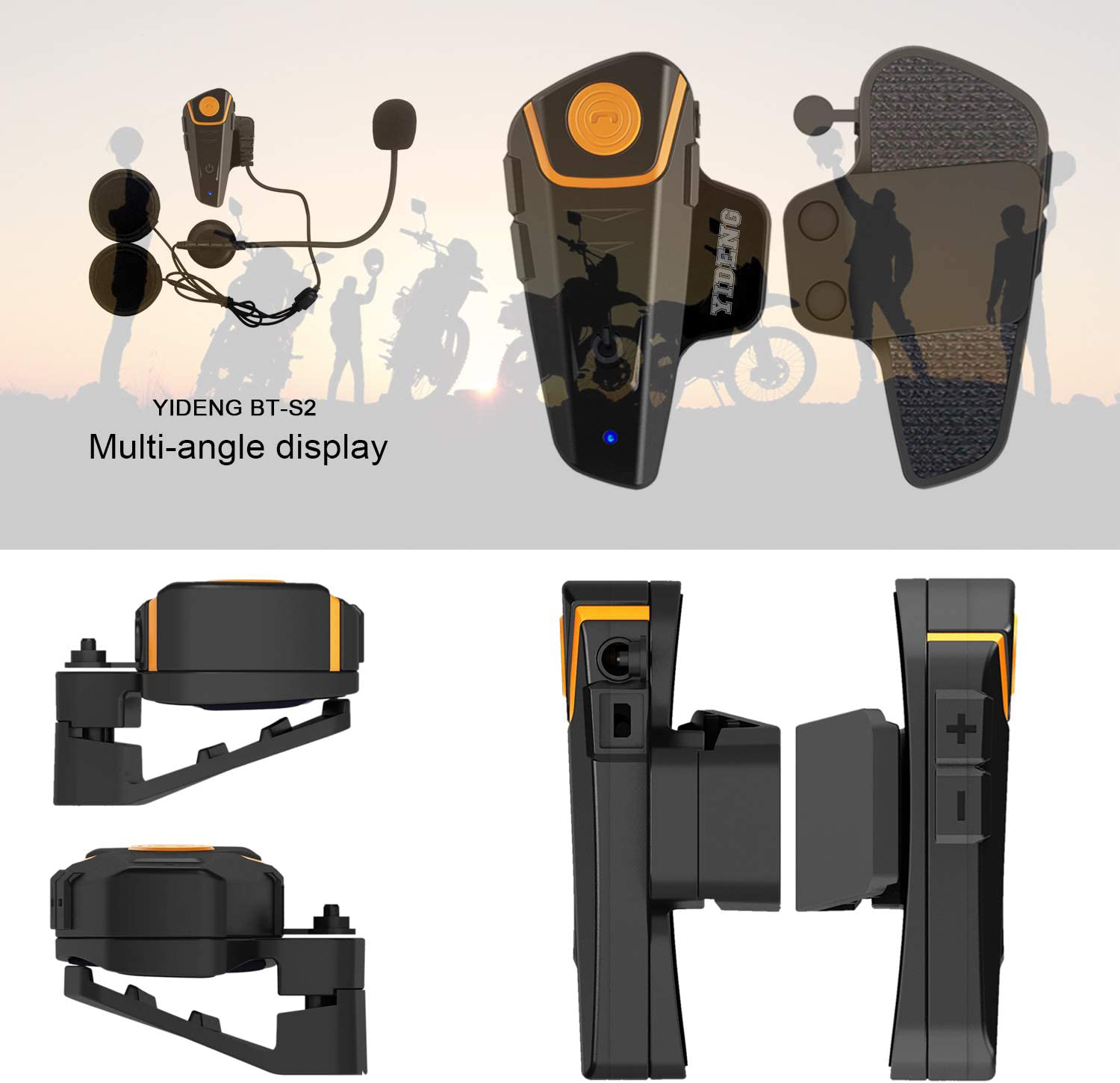 Headset Mic Headphone+Clip For 1000m BT-S2 Bluetooth Intercom moto Interphone 