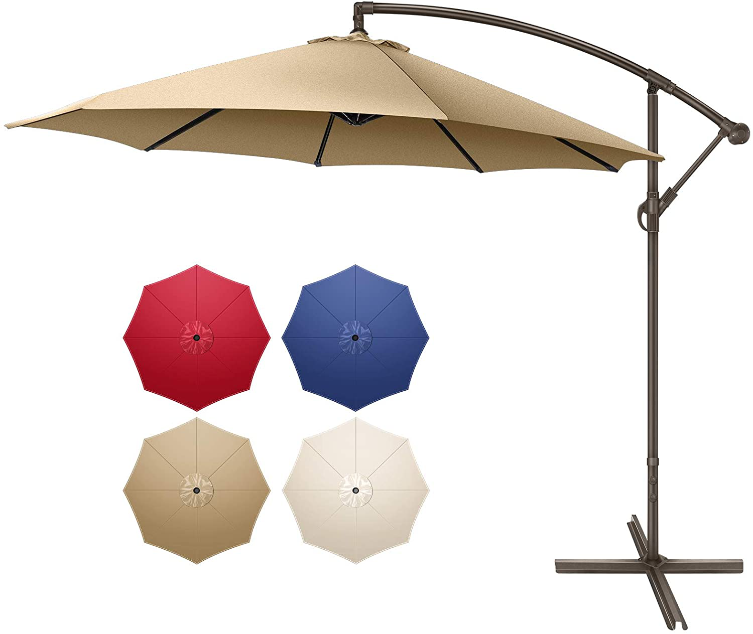 Funsite 10FT Cantilever Patio Umbrella, Offset Hanging Umbrella with ...