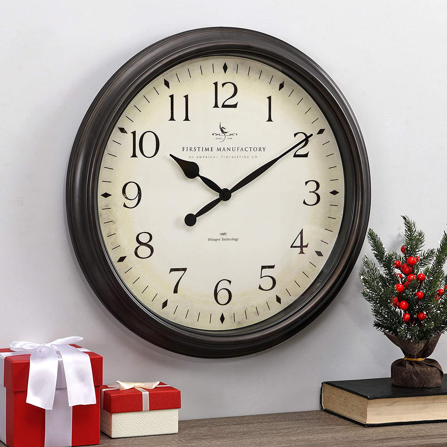 FirsTime Co Avery Whisper Wall Clock American Crafted Oil Rubbed FirsTime Co Avery Whisper Wall Clock American Crafted Oil Rubbed