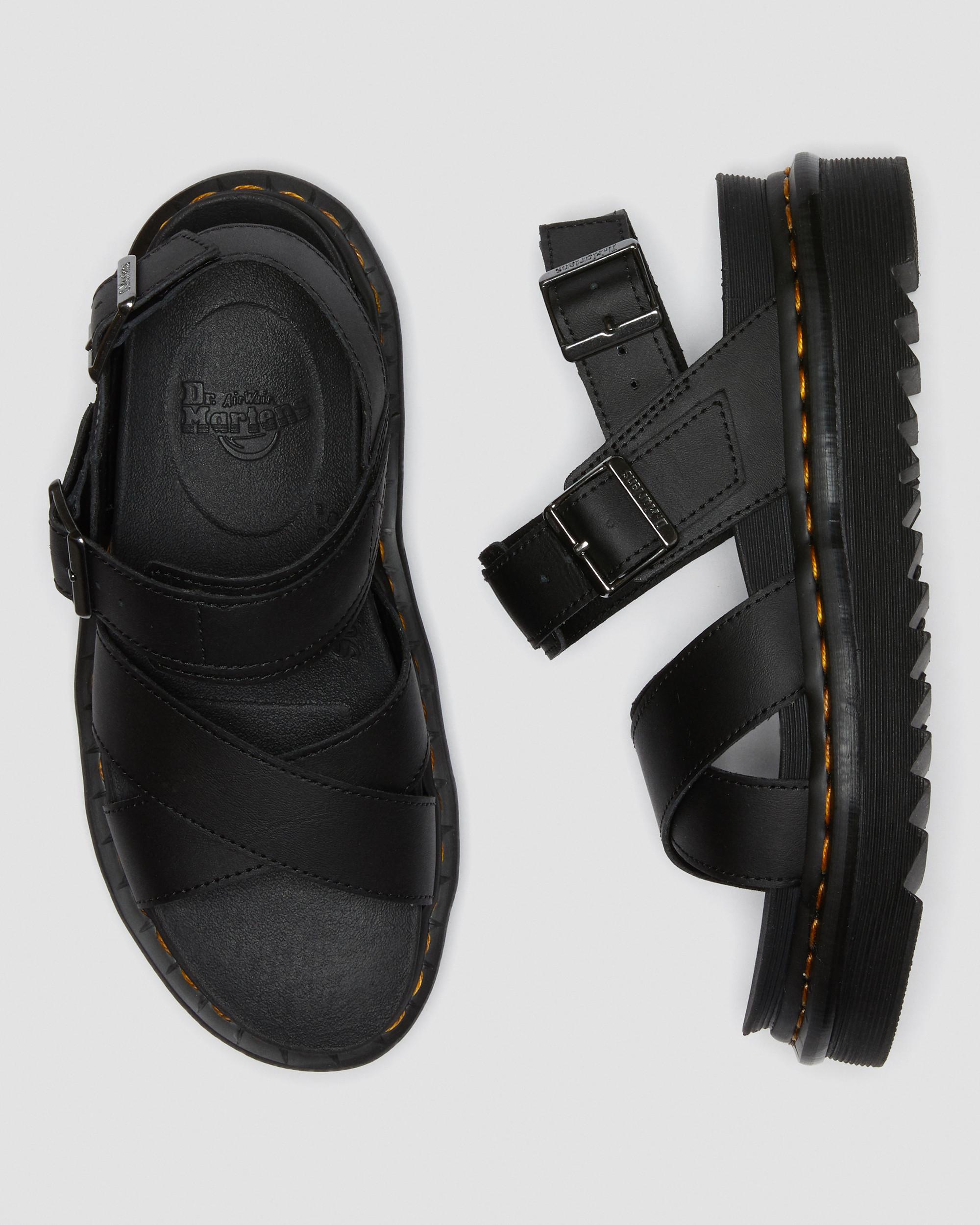 voss ii leather strap sandals black