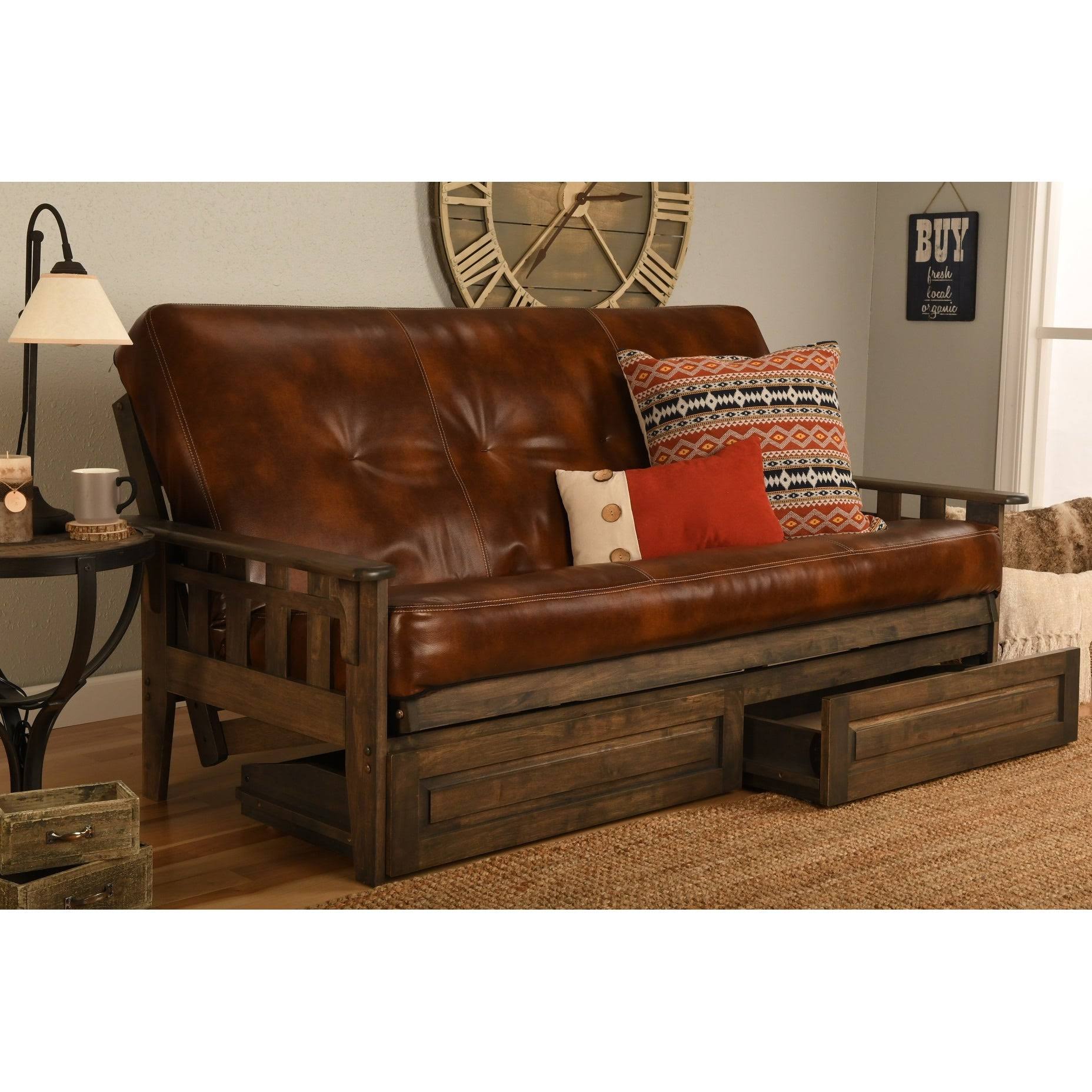 🔥Kodiak Tucson Rustic Walnut Finish Full Futon with Oregon Trail Java