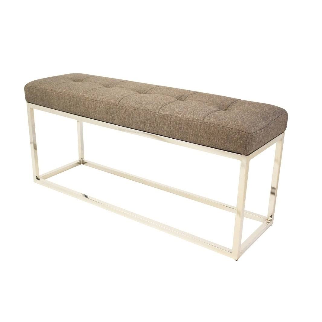 🔥Homecraft Narrow Tufted Linen Upholstered Bench with Metal Base harmilab