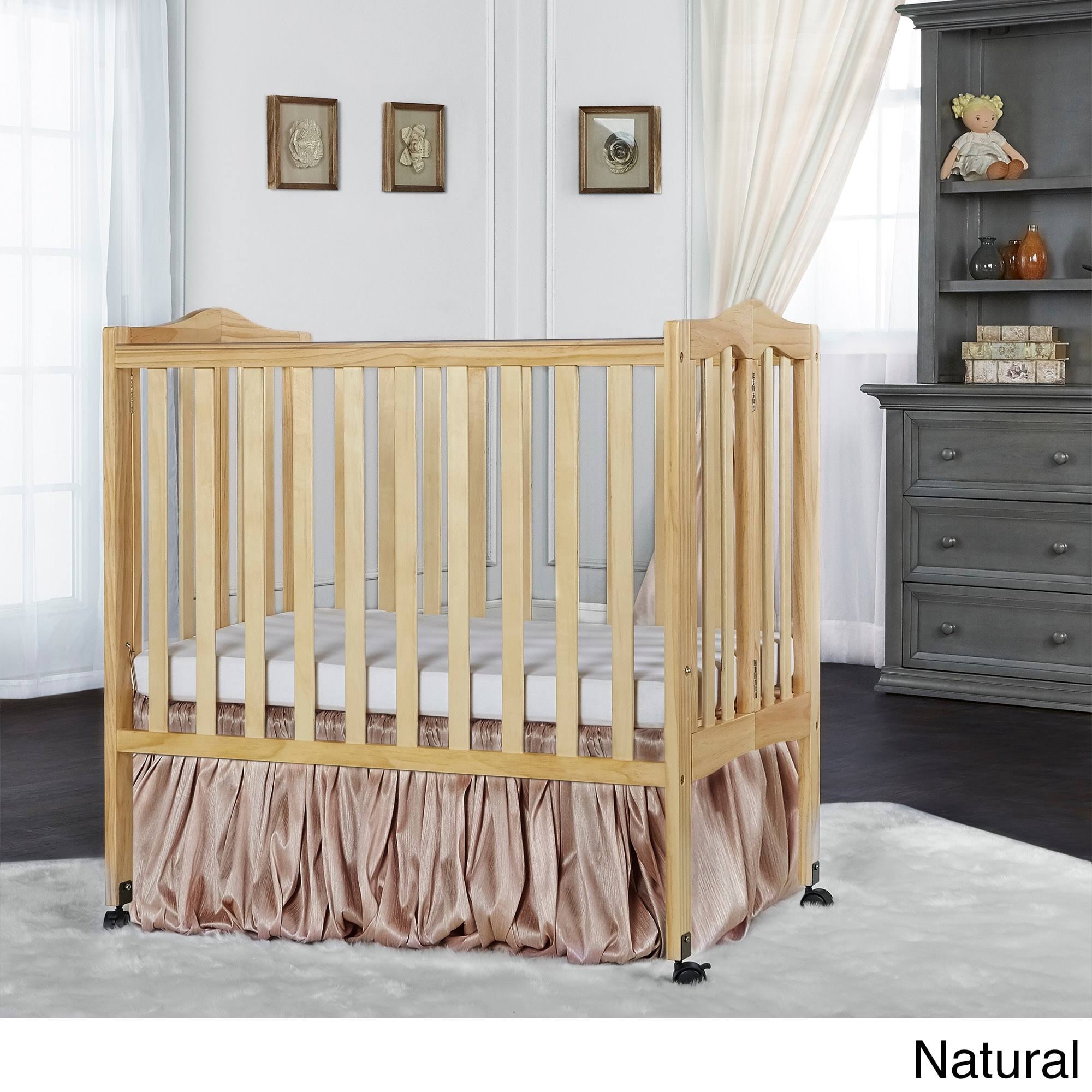 🔥Dream On Me 2 In 1 Lightweight Folding Portable Crib, Natural harmilab