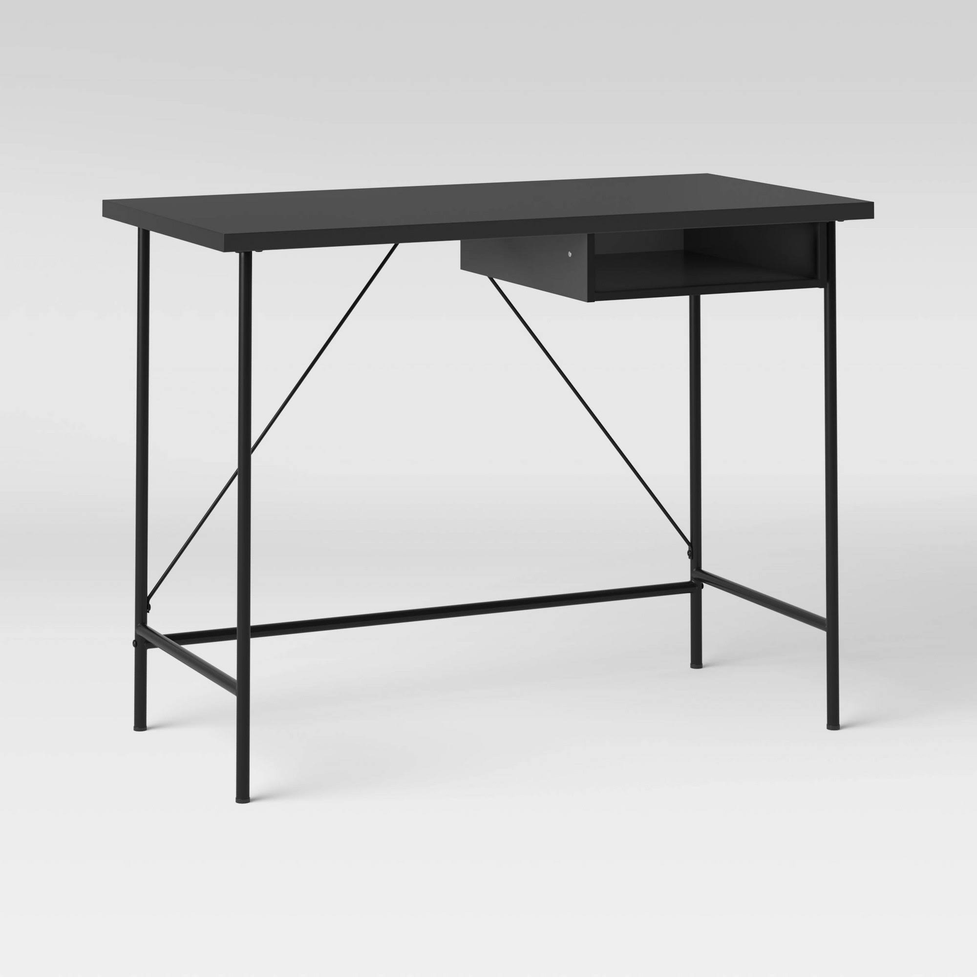 🔥Wood and Metal Writing Desk with Storage Black Room Essentials