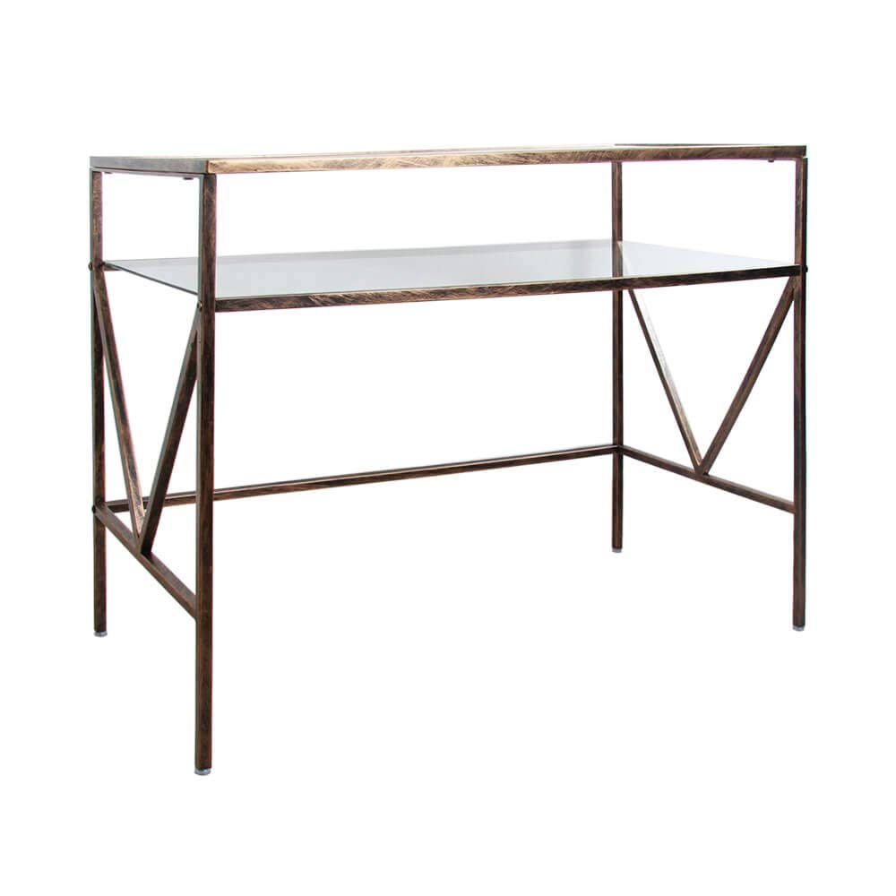 🔥CANDIKO Glass Top Desk Vanity Table, Antique Gold harmilab