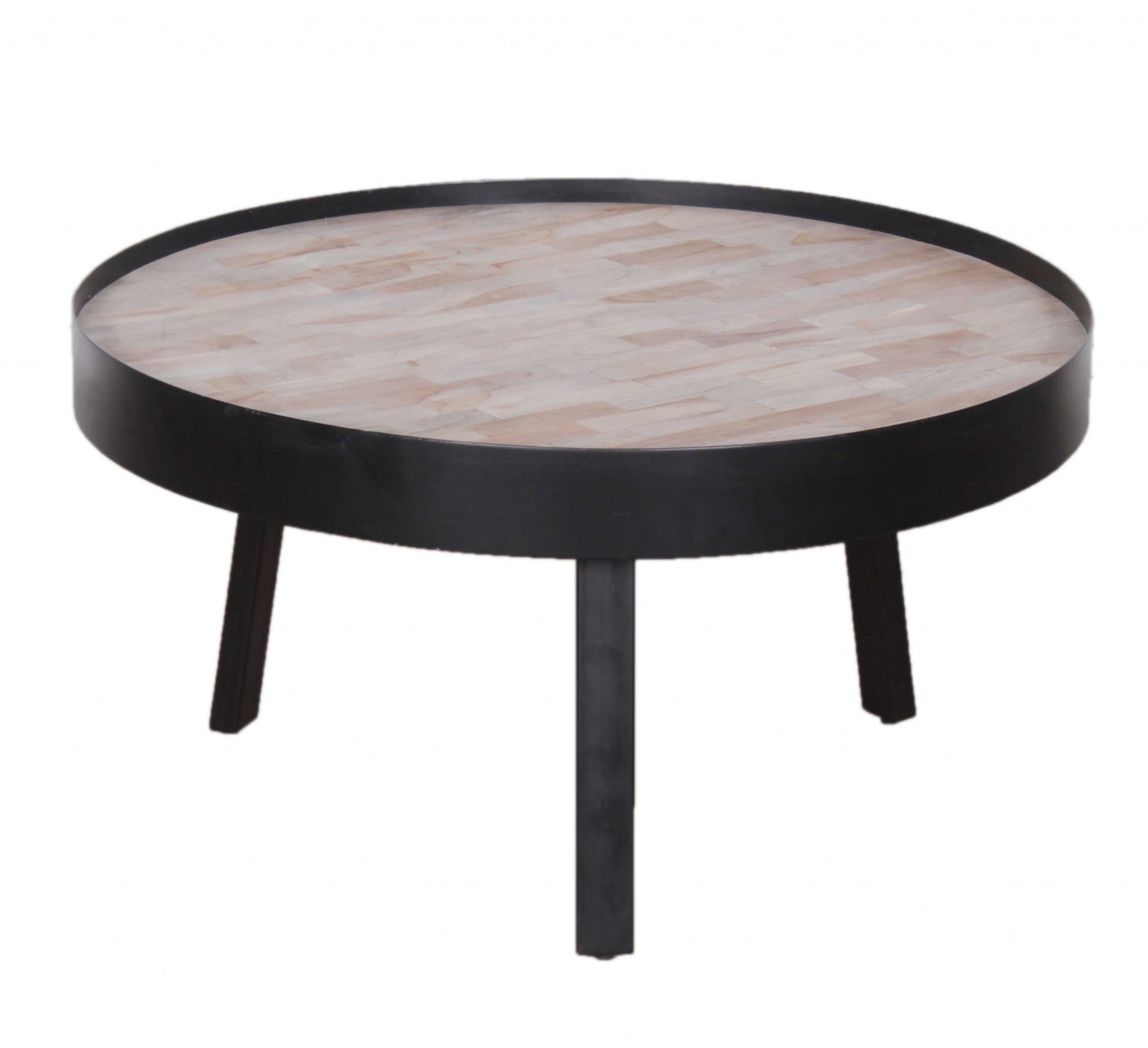 29" Round Modern Industrial Multi Grain Coffee Table By Homeroots