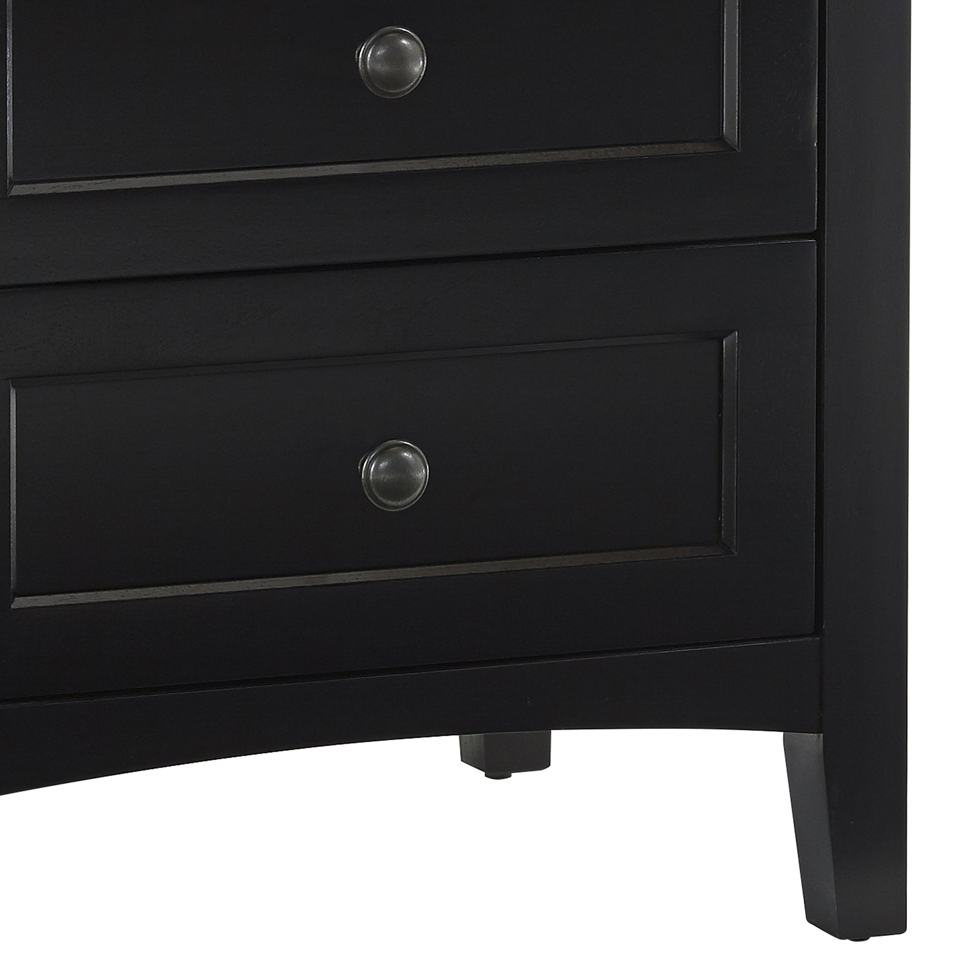 3 Drawer Wooden Nightstand With Tapered Legs And Arched Base, Black By ...