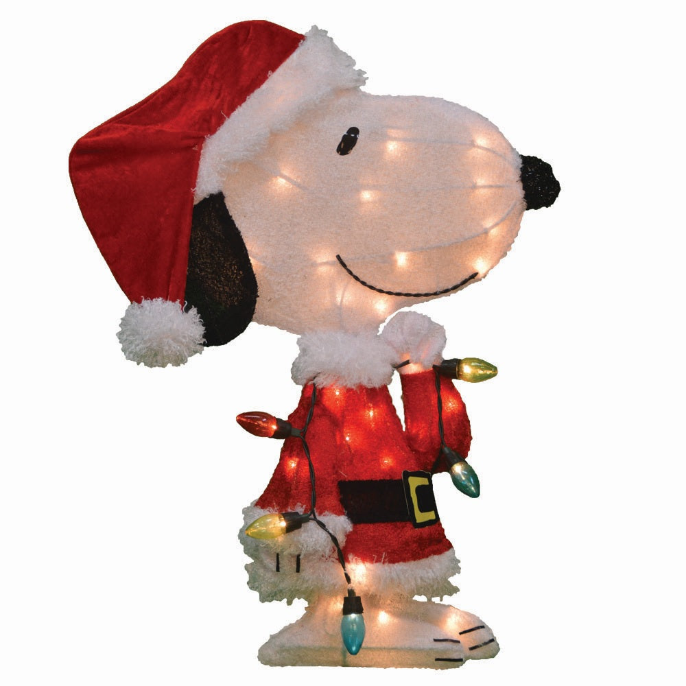 26" Pre-Lit Peanuts® Snoopy in Santa Hat 3D Christmas Yard Art