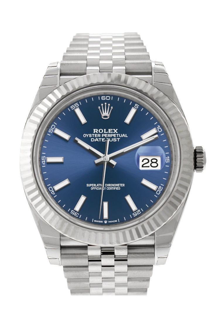 datejust 41 blue dial jubilee fluted