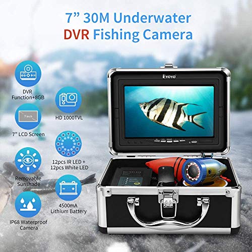 30m 9 inch 1000TVL LCD IR Underwater Video Camera 8GB Fish Finder DVR Waterproof 