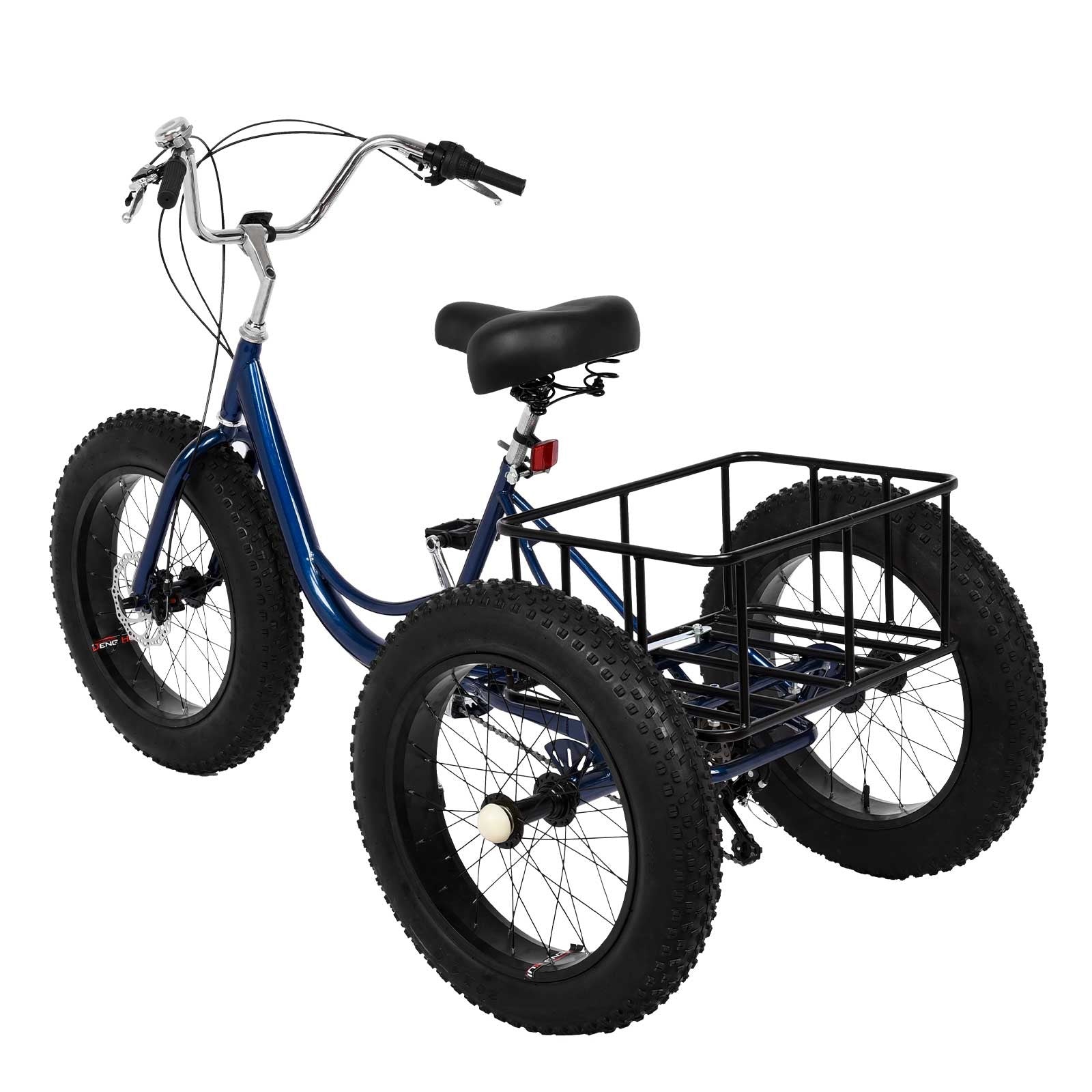 Adult Tricycle 1/7 Speed 3-Wheel For Shopping W/ Big Basket & Installation Tools 