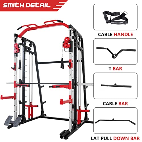 Mikolo Smith Machine Multi Functional Power Cage With Lat Pulldown System Weight Cage Squat 9957