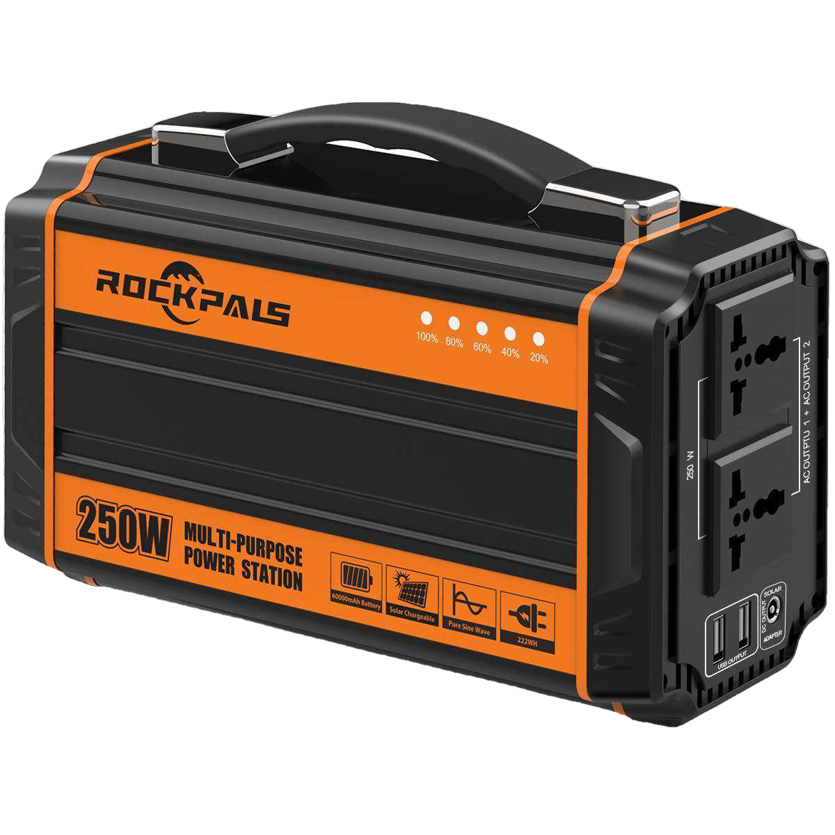 Rockpals K36 250W Portable Rechargeable Lithium Battery Pack Solar