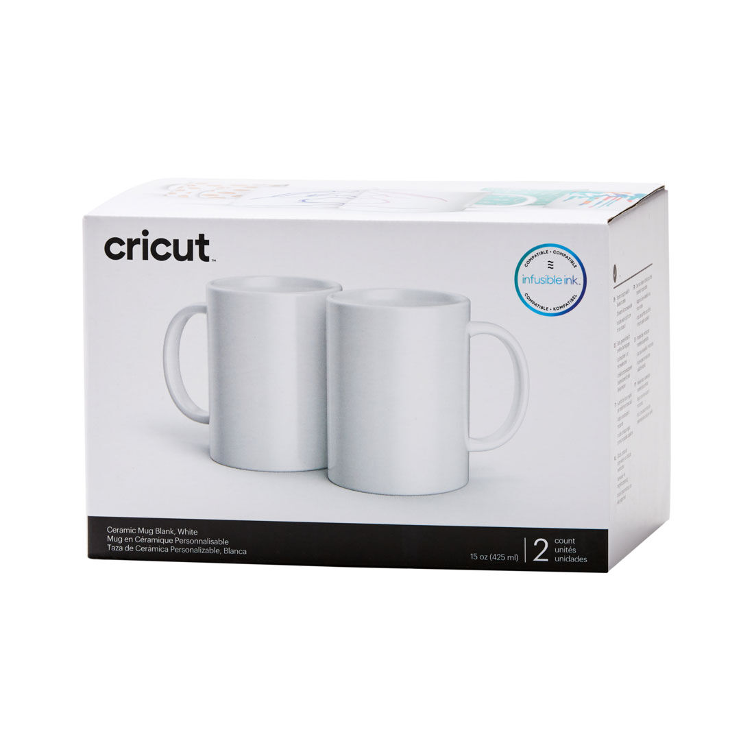 Ceramic Mug Blank, White - 15 oz/425 ml (2 ct)