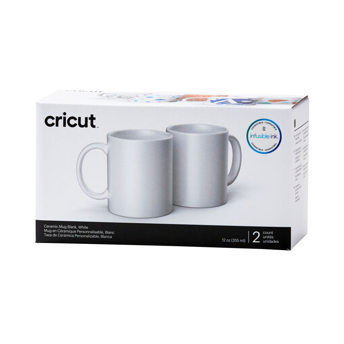 Ceramic Mug Blank, White - 12 oz/340 ml (2 ct)