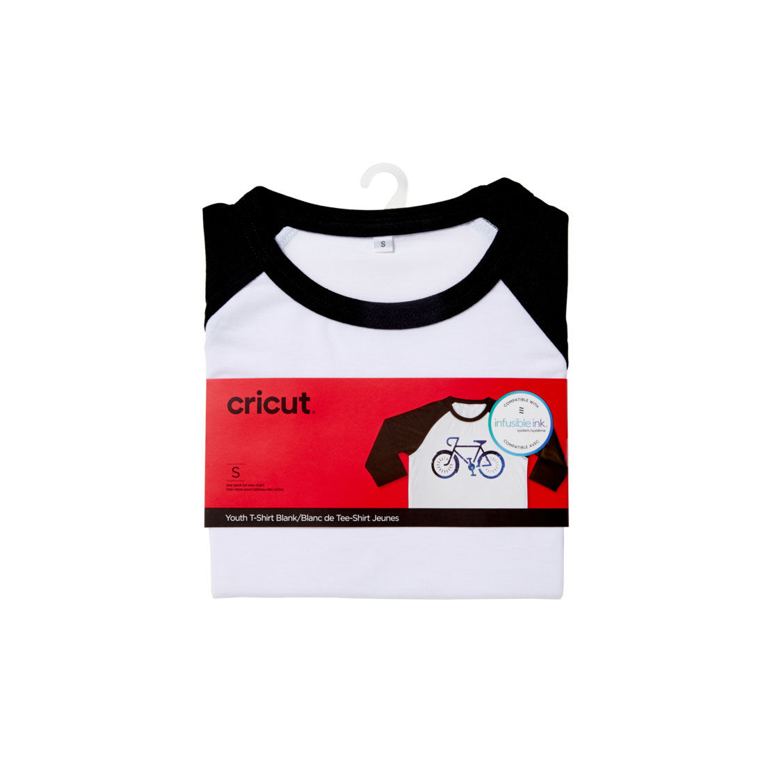 Unisex Youth T-Shirt Blank, Raglan in Black/White