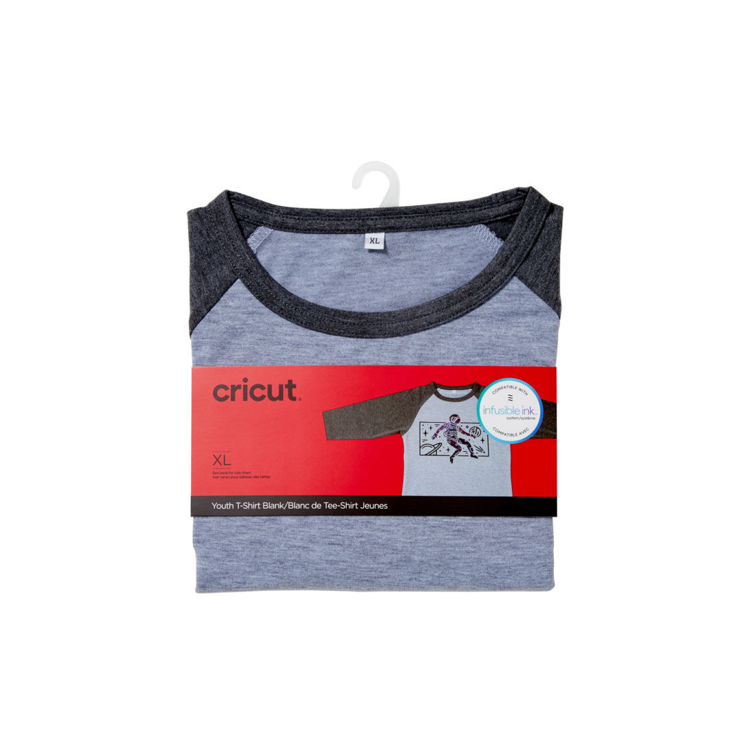 Unisex Youth T-Shirt Blank, Raglan in Dark/Light Heathered Gray