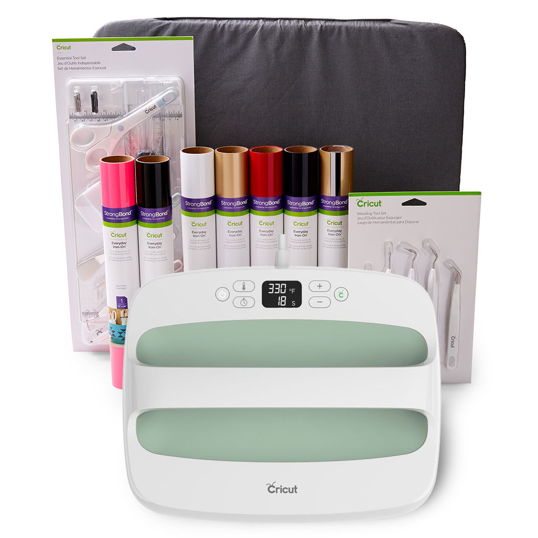 Cricut EasyPress™ 2, Mint - 12" x 10" + Everything Iron-On Bundle