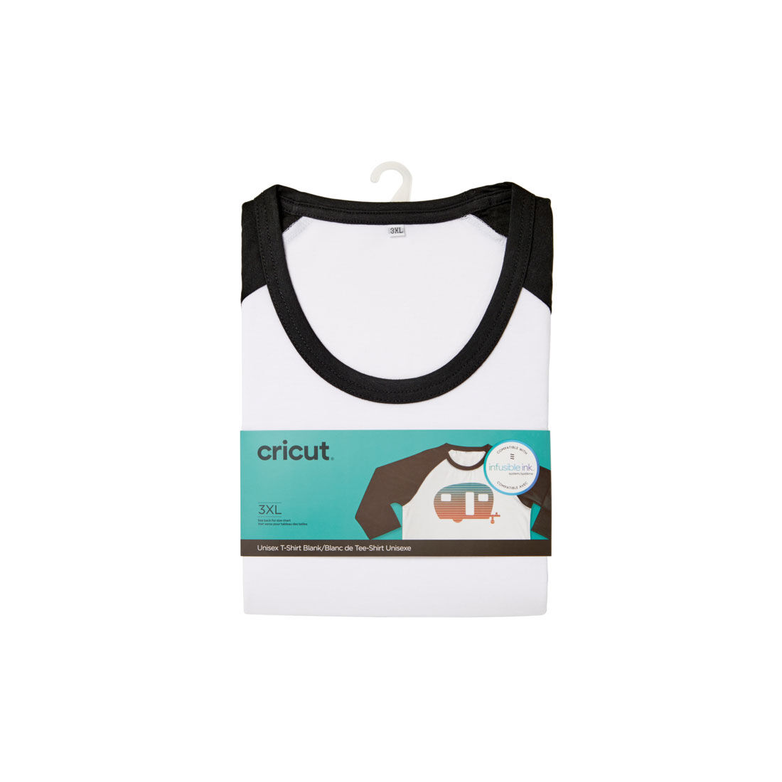 Unisex Adult T-Shirt Blank, Raglan in Black/White