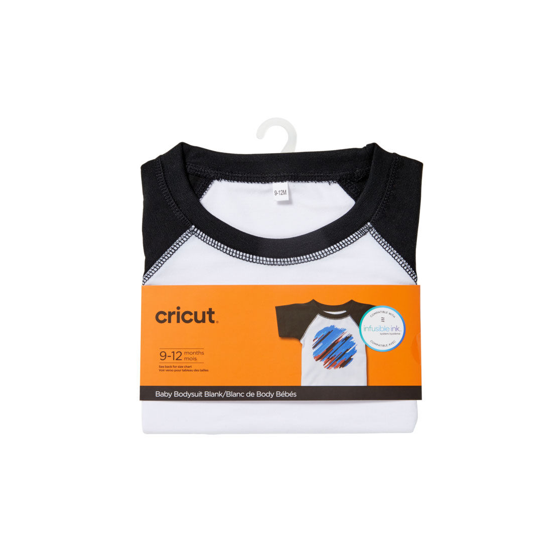Baby Bodysuit Blank, Raglan in White/Black