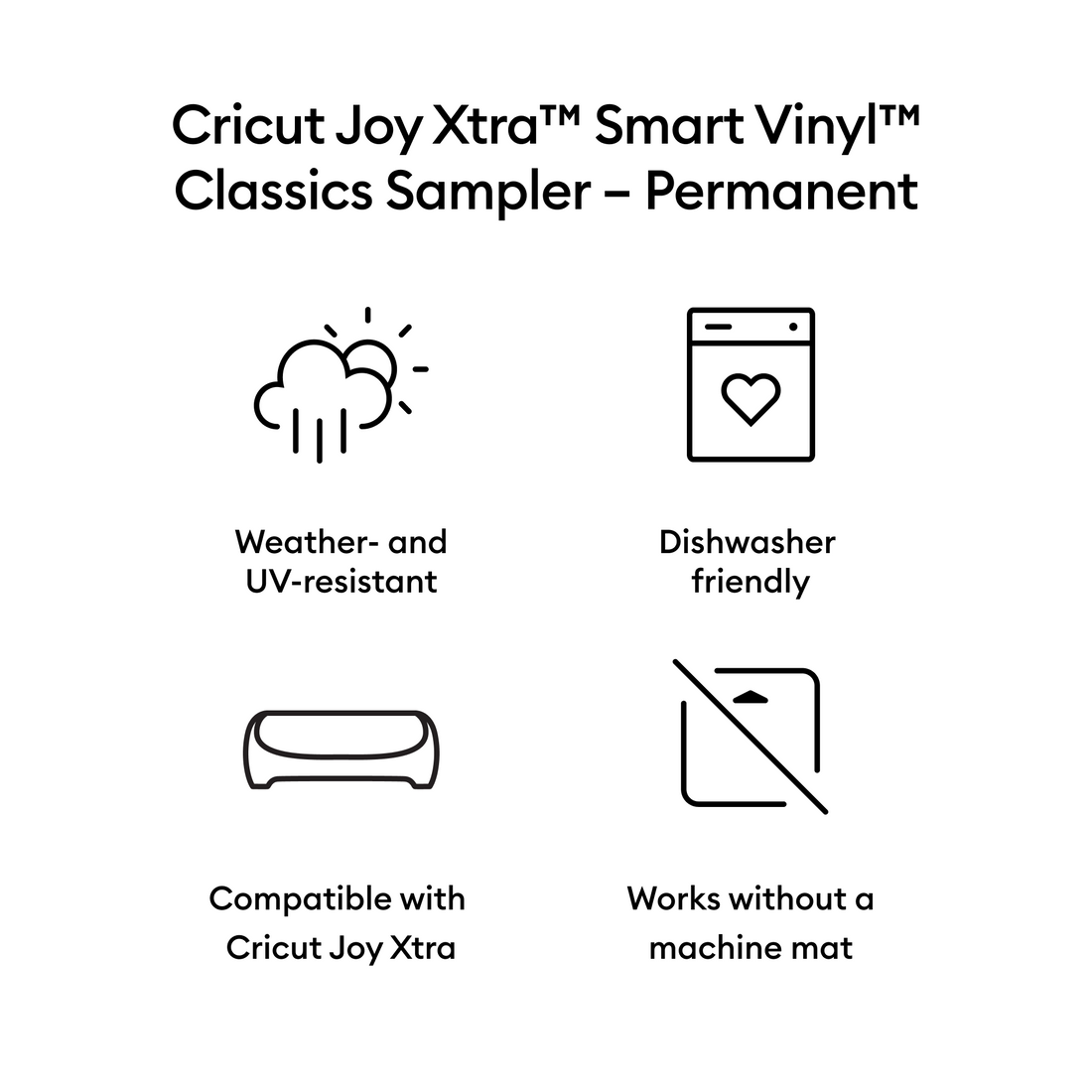 Cricut Joy Xtra™ Smart Vinyl™ – Permanent, Classics Sampler (3 ct)