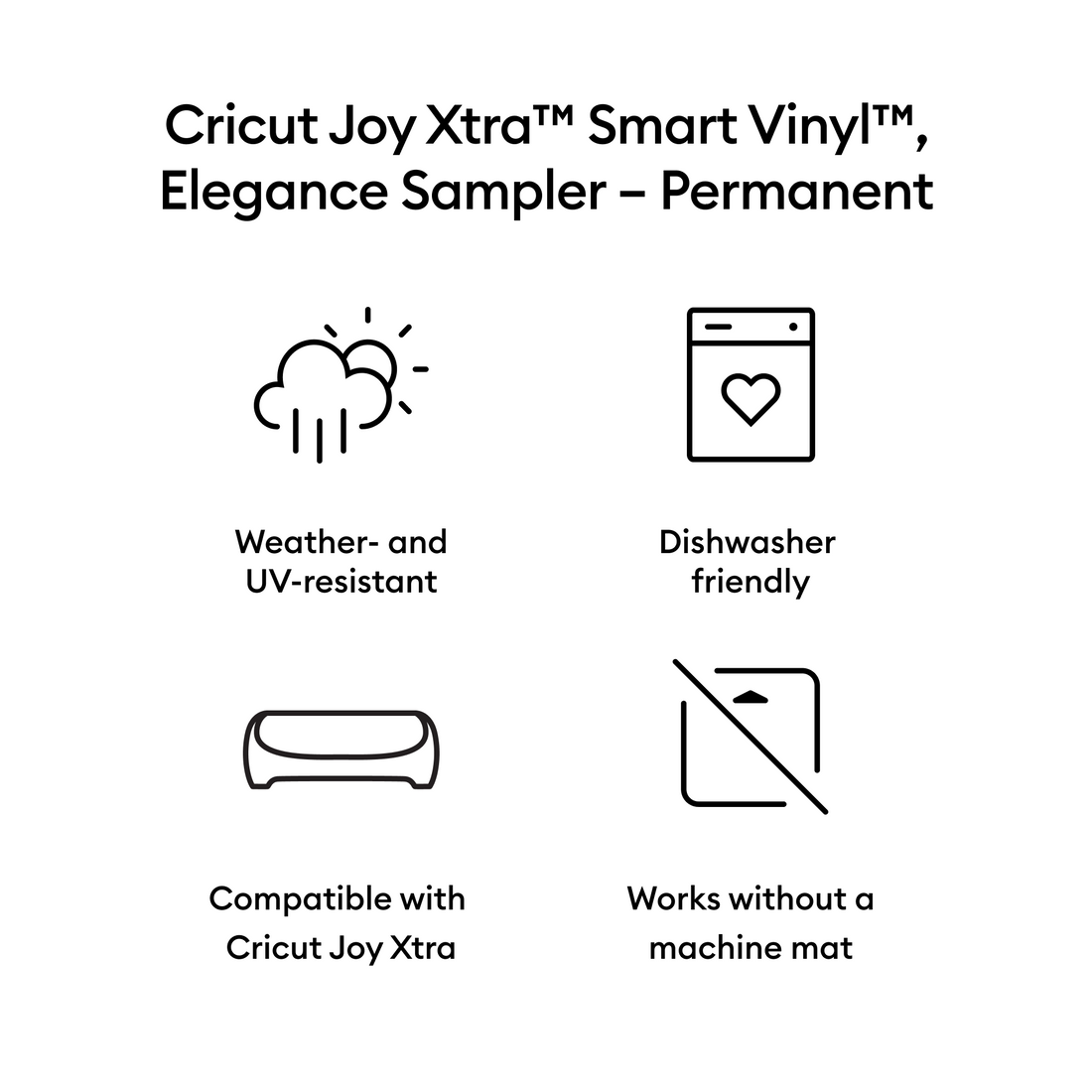 Cricut Joy Xtra™ Smart Vinyl™ – Permanent Sampler, Elegance (3 ct)