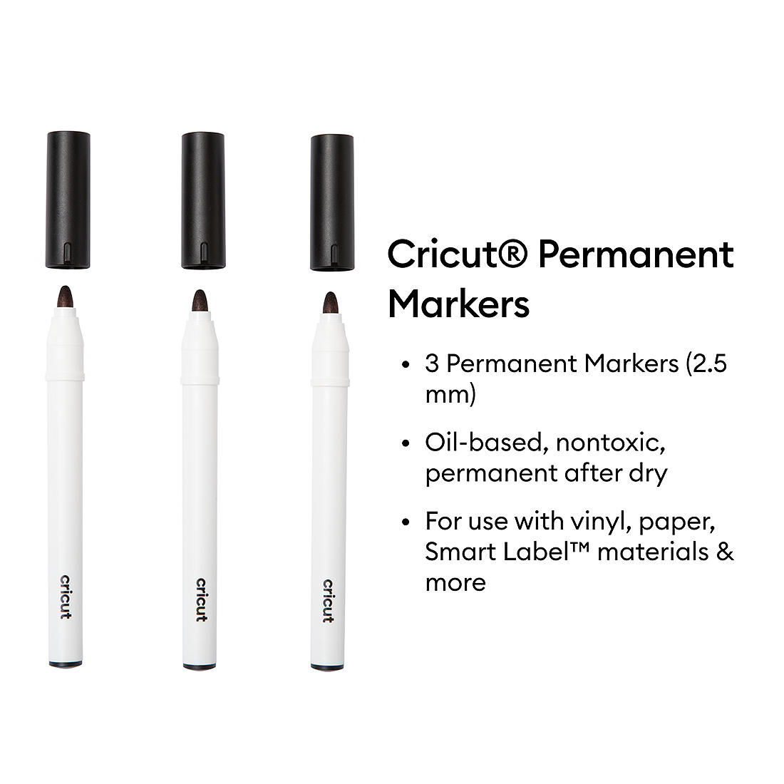 Permanent Markers 2.5 mm, Black (3 ct)