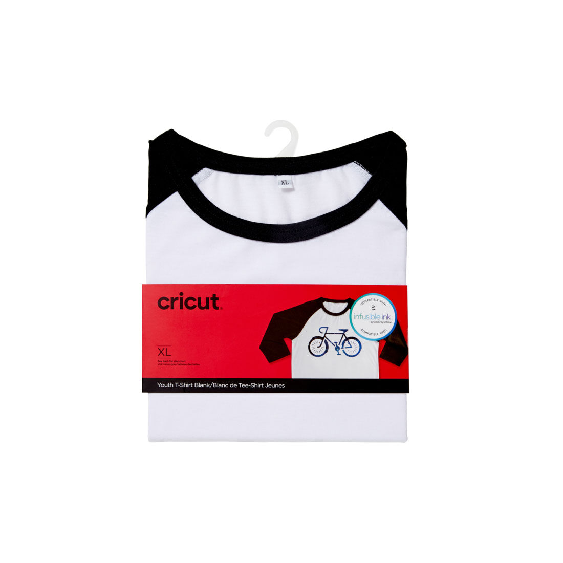 Unisex Youth T-Shirt Blank, Raglan in Black/White