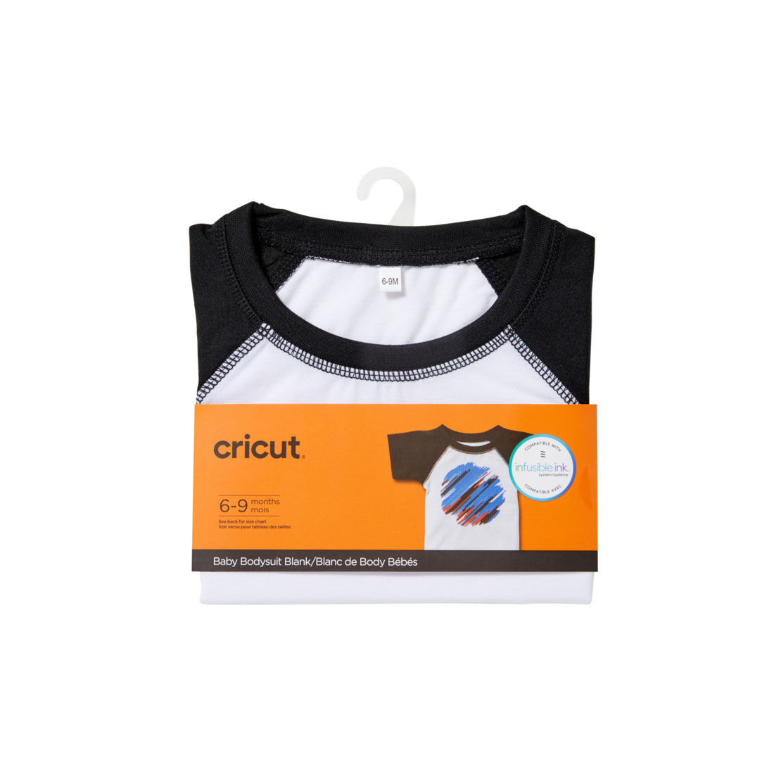 Baby Bodysuit Blank, Raglan in White/Black