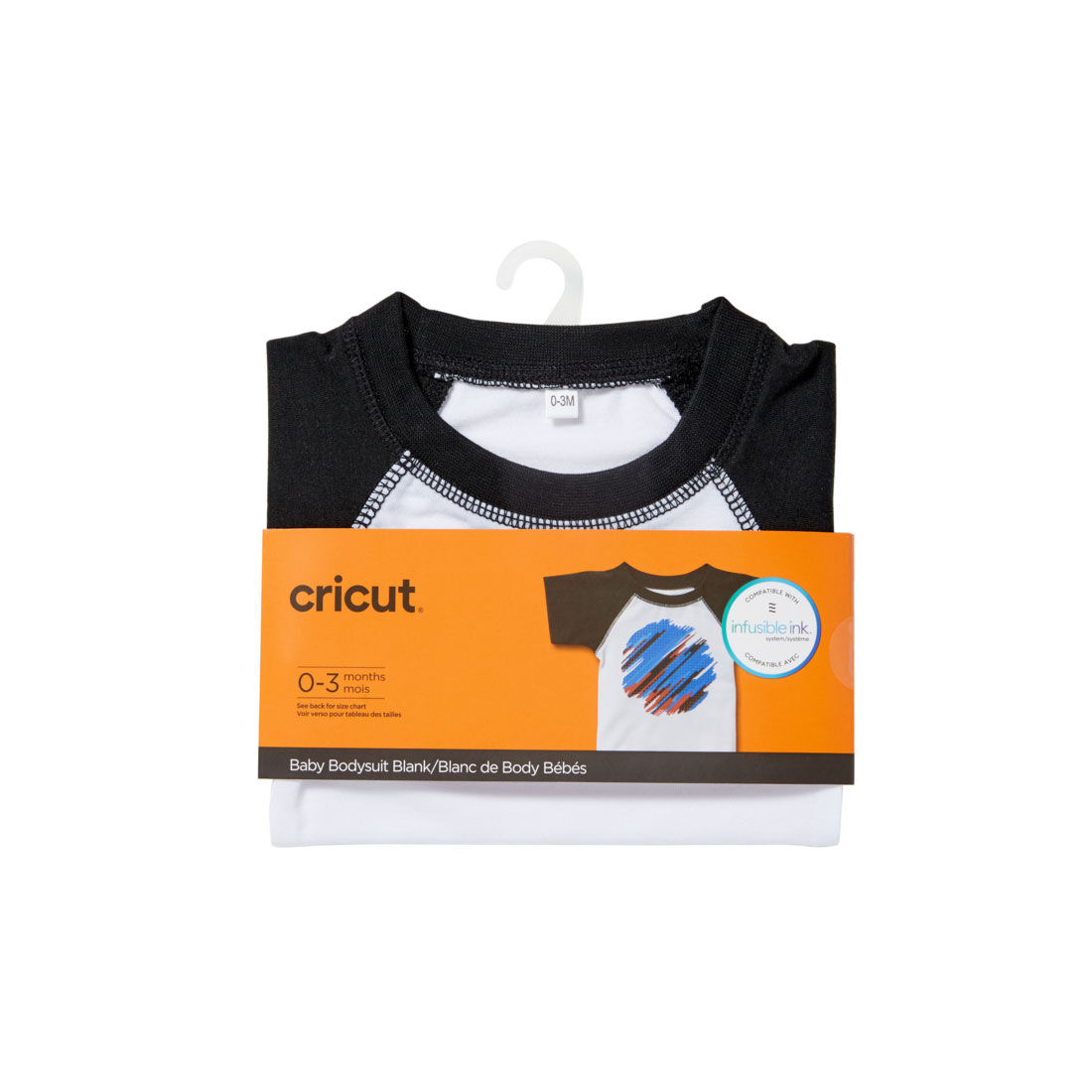 Baby Bodysuit Blank, Raglan in White/Black