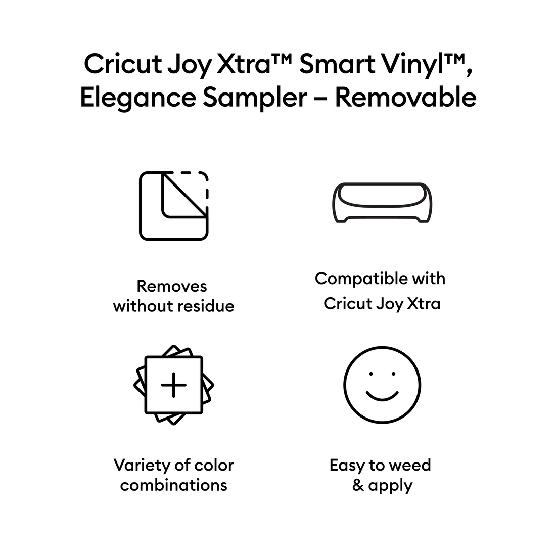 Cricut Joy Xtra™ Smart Vinyl™ – Removable Sampler, Elegance (3 ct)