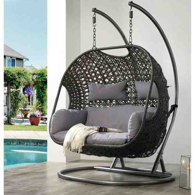 2025 Patio Wicker Swing Chair With Stand Rain Cover Included Images References :