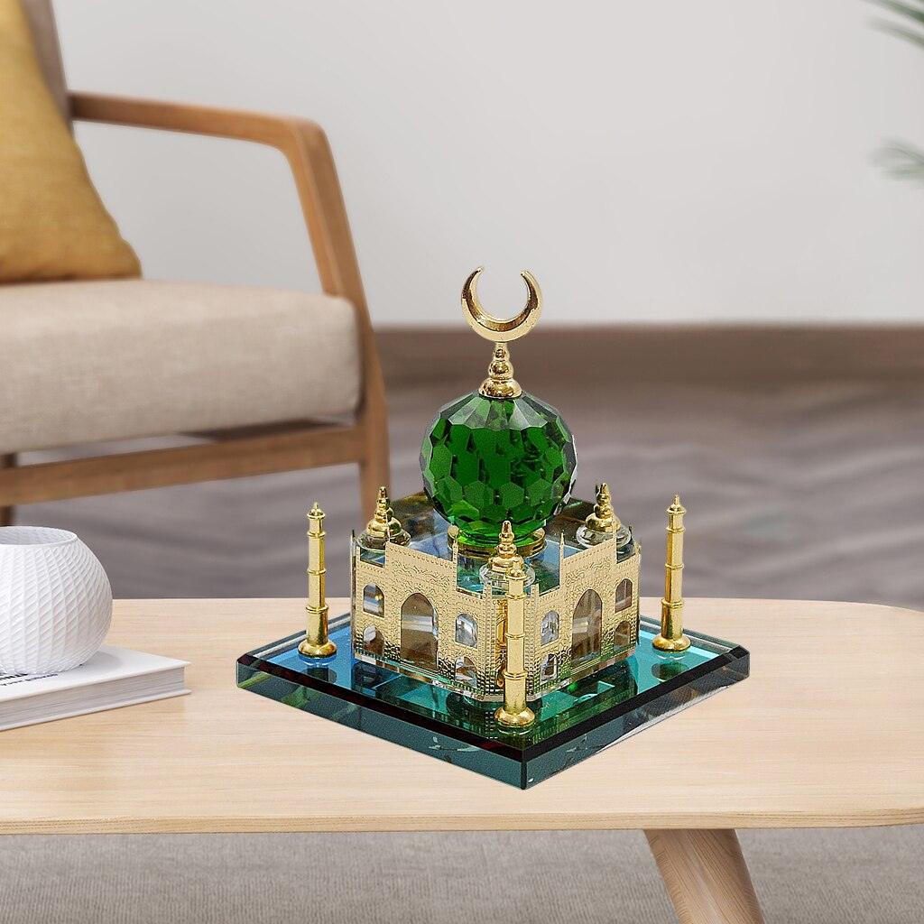 Taj Mahal Miniature Model Muslim Crystal Gilded Taj Souvenir Mosque