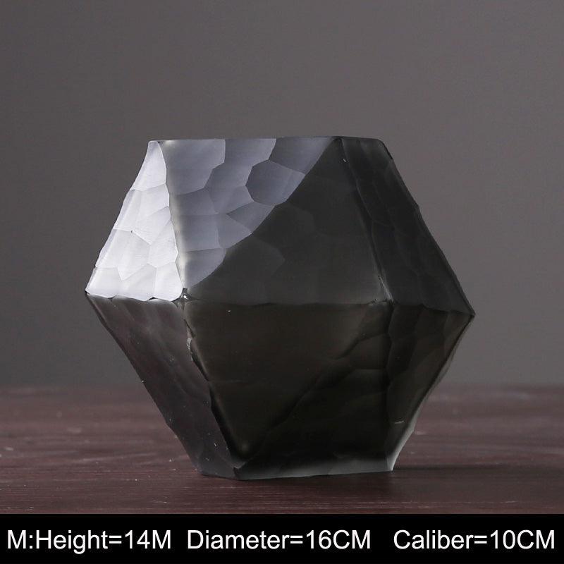 Retro Vase Geometric Rhombus Creative Glass Polygonal Bedroom Dried Flower Vase