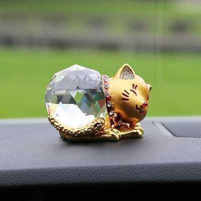 Car Decoration Alloy Crystal Lucky Cat Diamond Cat Ifts