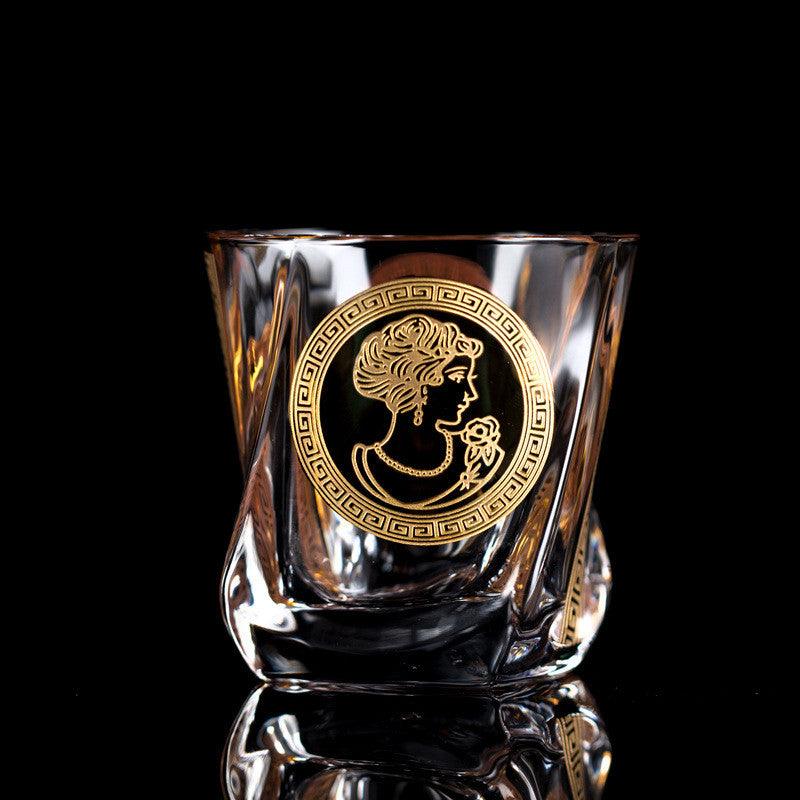Gold Painted Fashion Crystal Glass Whiskey