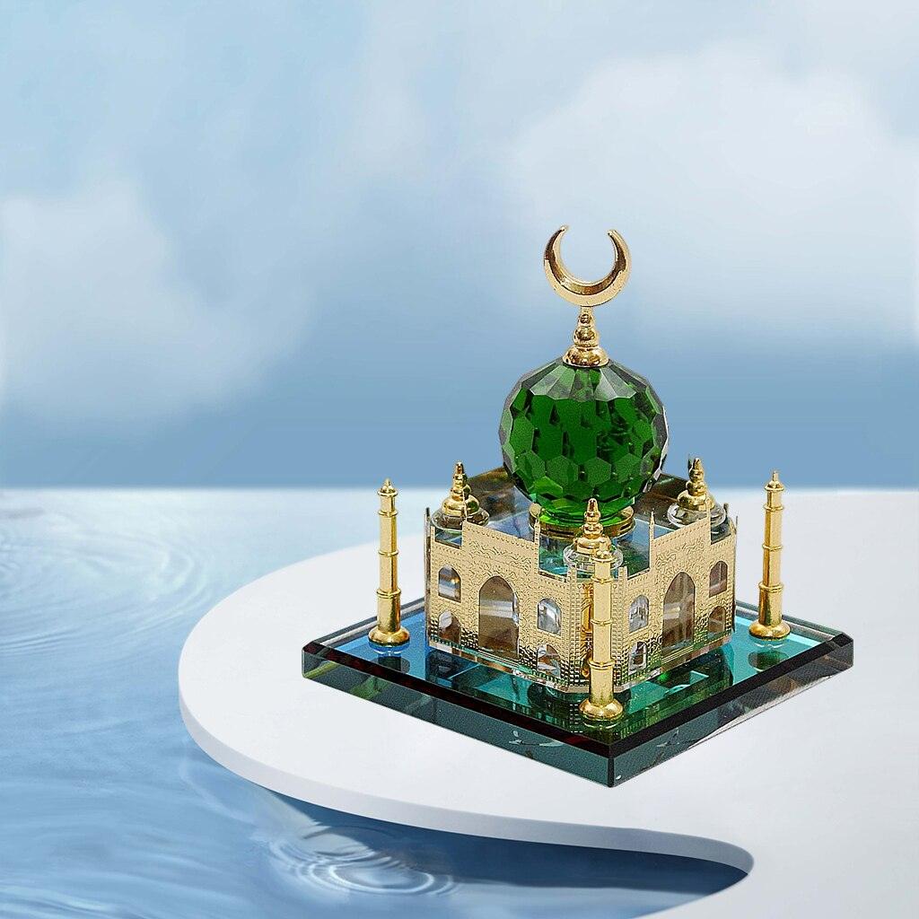 Taj Mahal Miniature Model Muslim Crystal Gilded Taj Souvenir Mosque