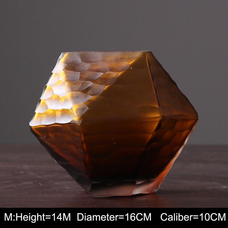 Retro Vase Geometric Rhombus Creative Glass Polygonal Bedroom Dried Flower Vase
