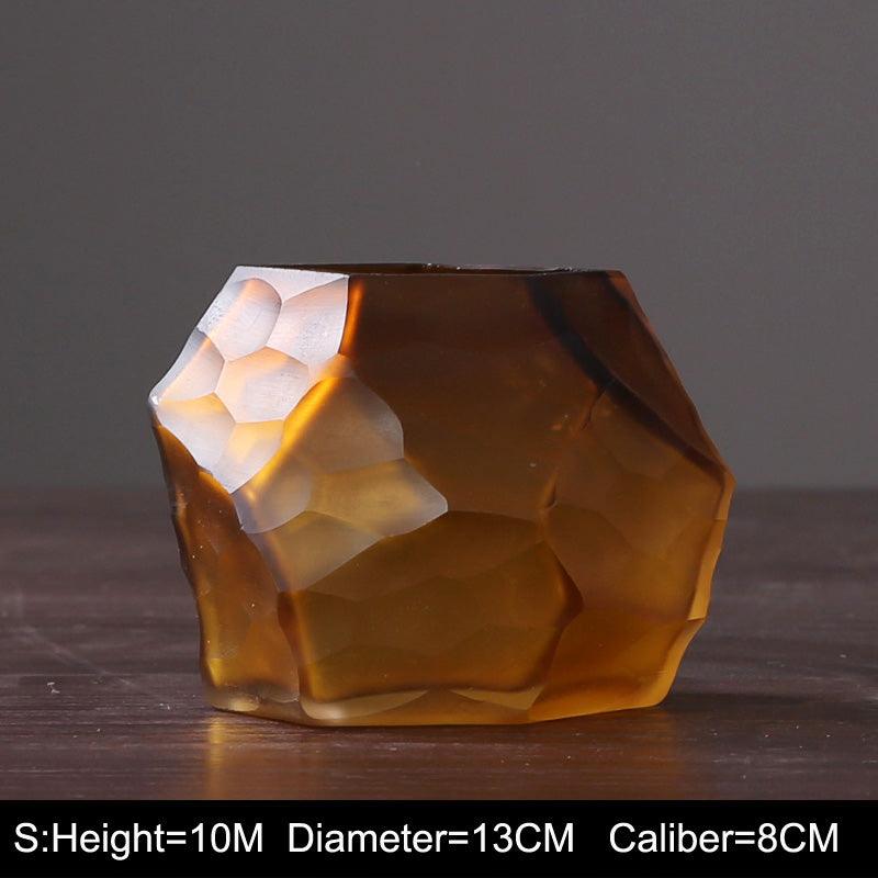 Retro Vase Geometric Rhombus Creative Glass Polygonal Bedroom Dried Flower Vase