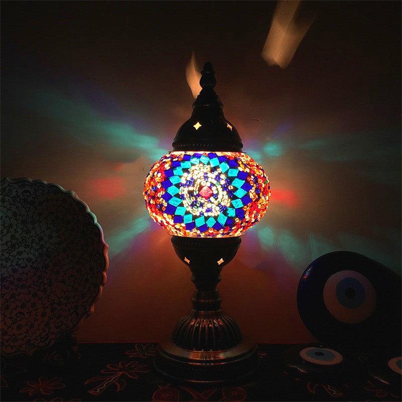 New Style Turkish Mosaic Table Lamp Vintage Art Deco Handcrafted Glass Romantic Bed Light