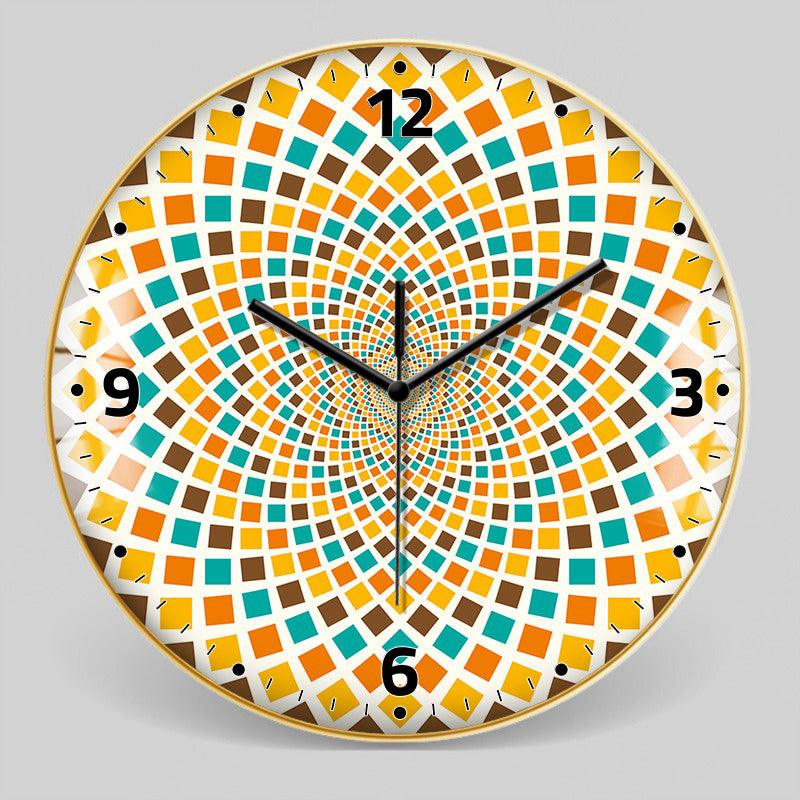 Nordic Moroccan Decorative Clock Ethnic Style Glass Bohemian Pattern Wall Clock
