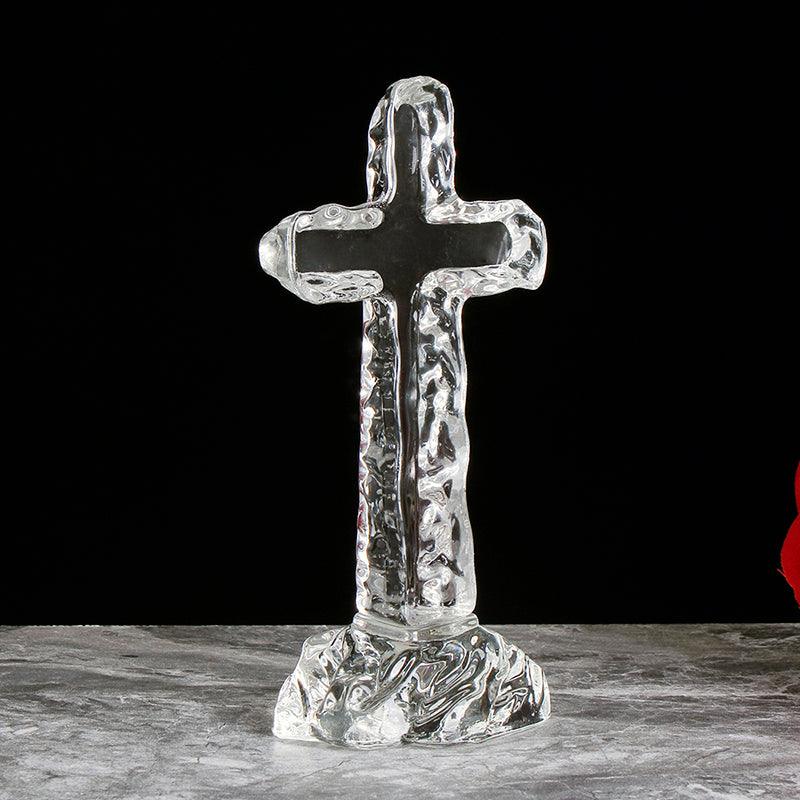 Crystal Jesus Cross Christ Catholic Cross Statue Religious Prayer