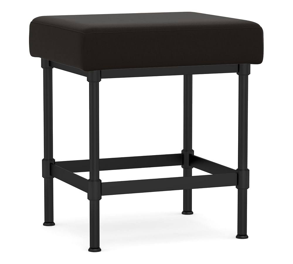 Pottery Barn Smoke Metal Vanity Stool, Matte Black Base, Performance