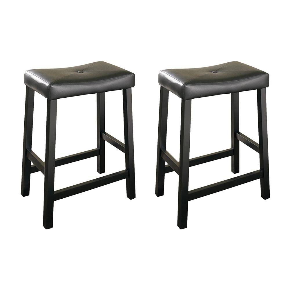 Crosley Furniture 24 Inch Upholstered Saddle Seat Bar Stools Black crosley-furniture-24-inch-upholstered-saddle-seat-bar-stools-black
