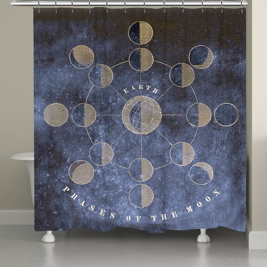 Phases of The Moon Shower Curtain Blue WXF1s