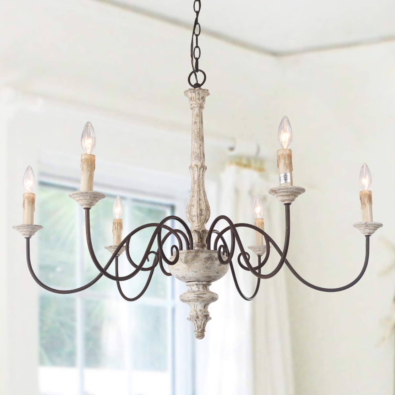 LNC 6-Light Shabby Chic French Country Chandelier Lighting Rustic ...