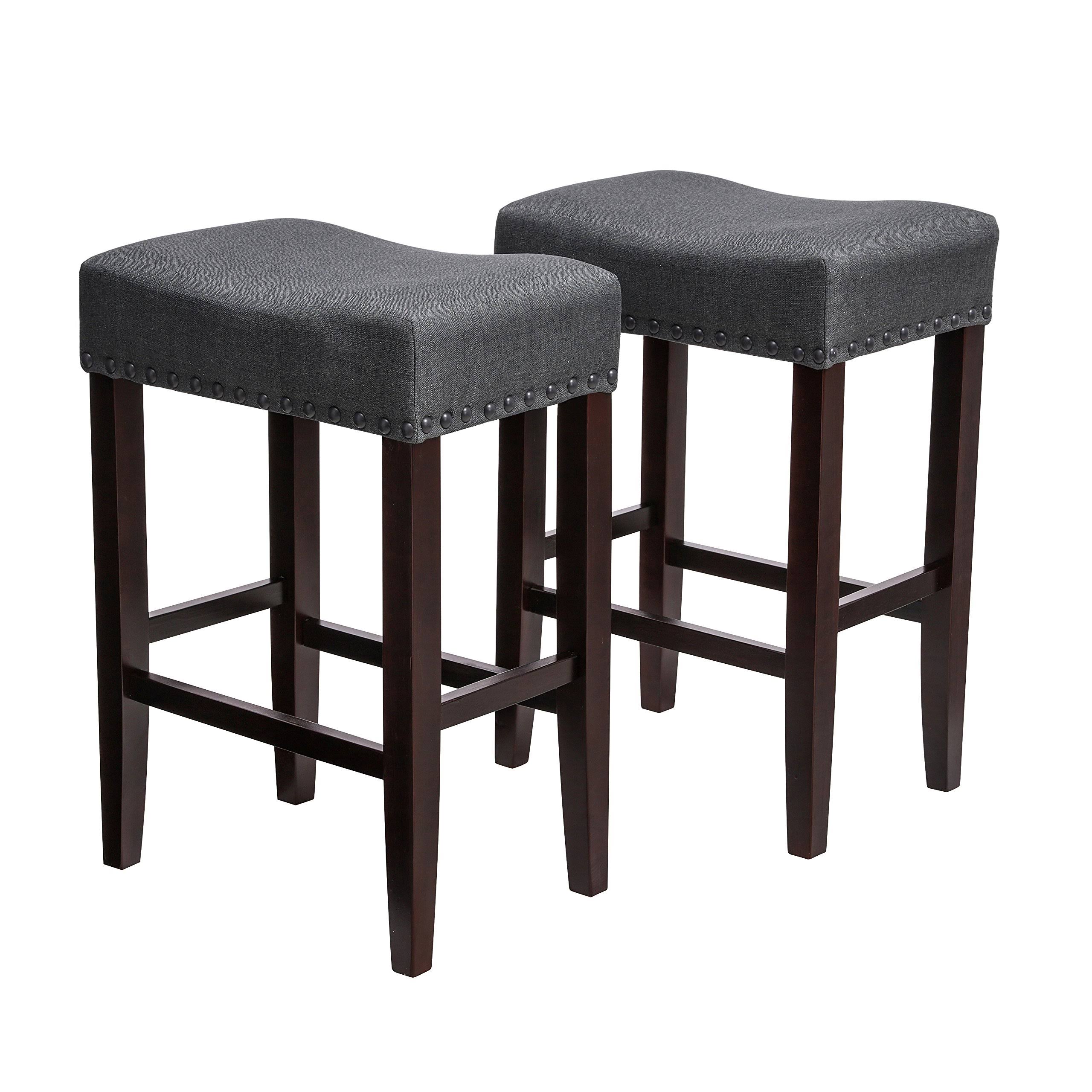 SONGMICS Bar Counter Stools Set of 2, Fabric, Gray WXF1s