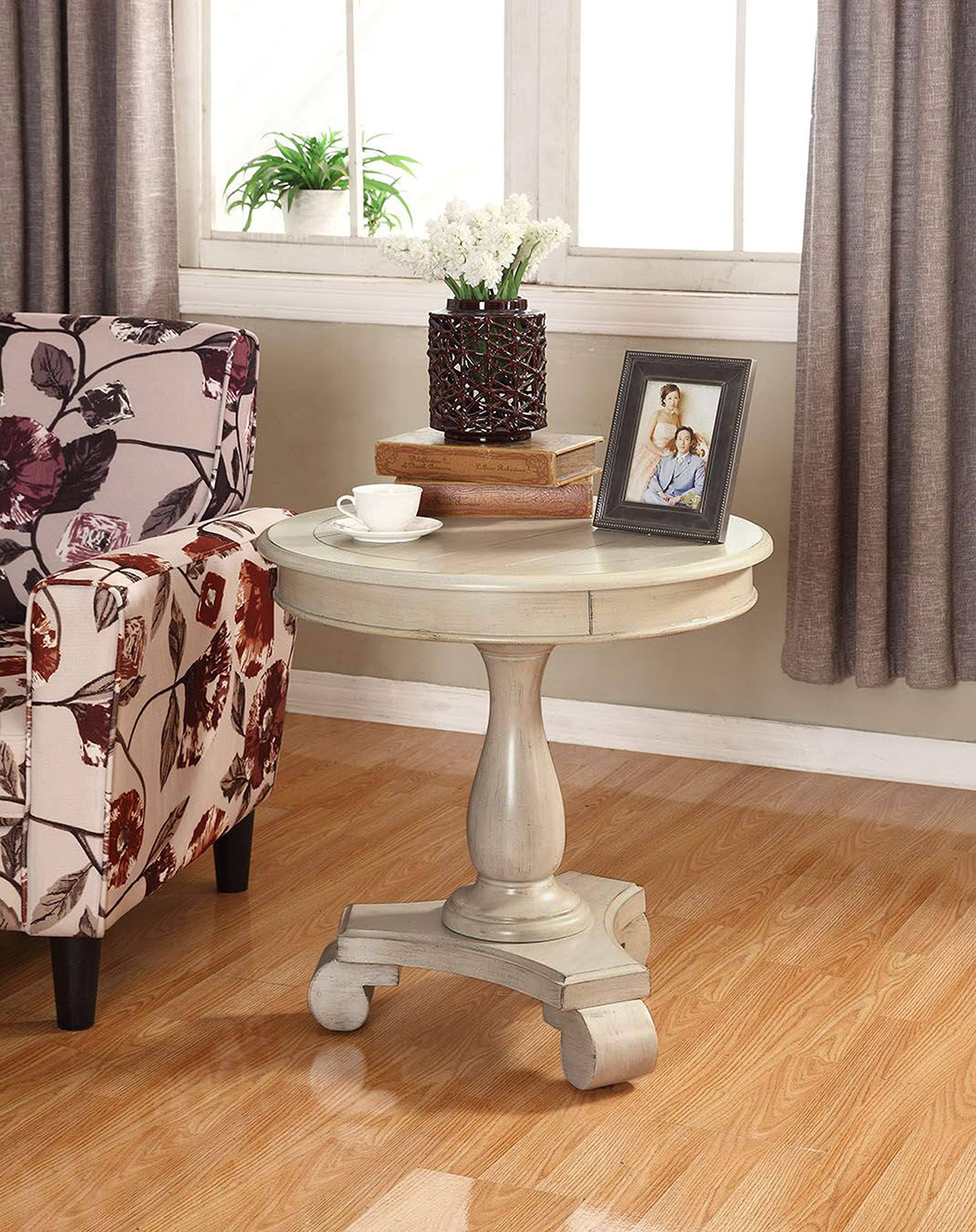 Roundhill Furniture Rene Round Wood Pedestal Side Table - WXF-1-s