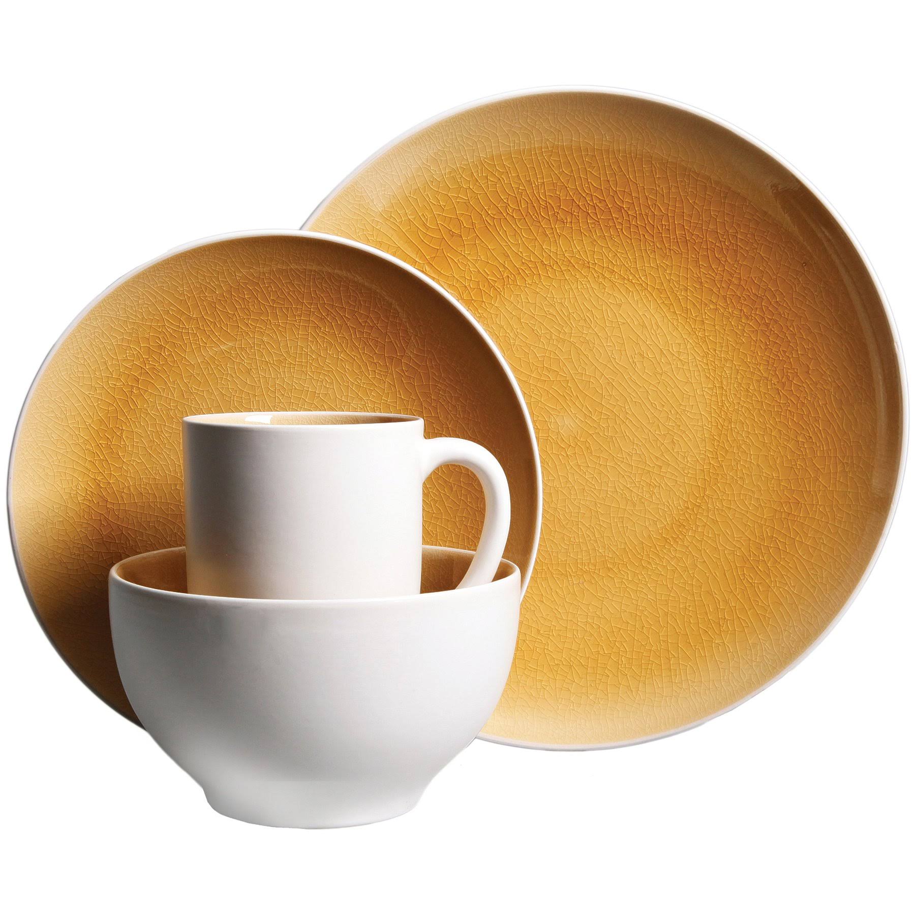 Gibson Serenity 16Piece Dinnerware Set, Amber Yellow WXF1s