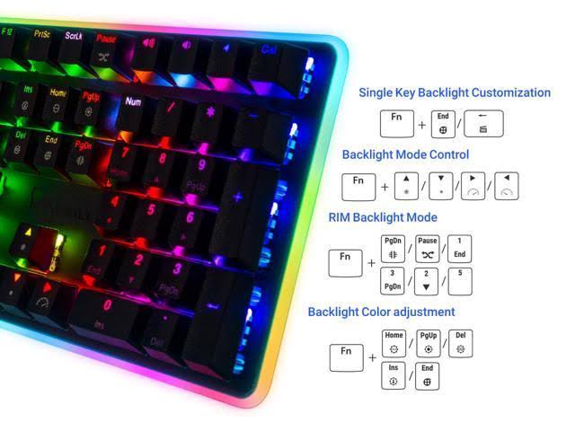 Blue Switches NEON Rosewill Mechanical Gaming Keyboard 22 RGB Backlit Modes 